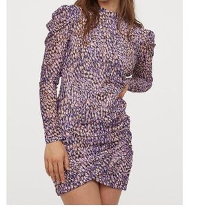 NWT Purple Leopard Ruched Jersey Fitted Dress